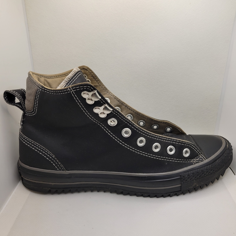Converse Chuck Taylor All Star Leather Black Mono Hi Unisex Sneakers Sz 10m